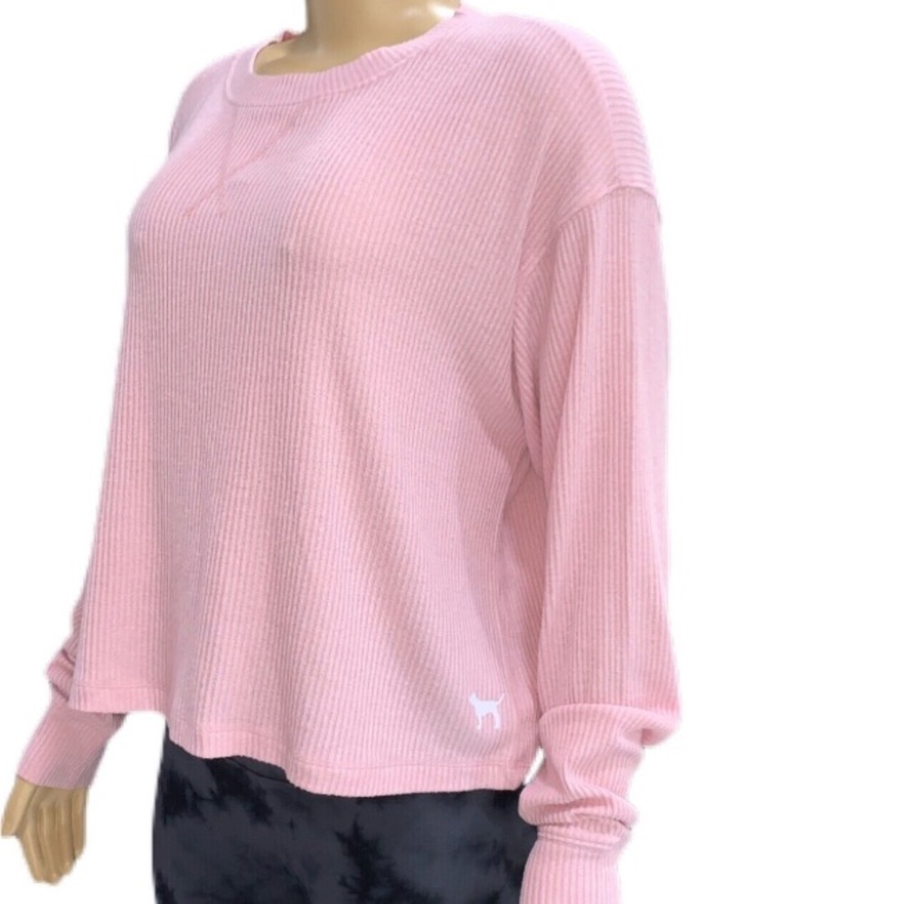 VS PINK Soft Ribbed Thermal Cozy Crewneck Women S PINK Viscose poly elastane
